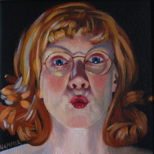 The Kiss, self portrait  
12" x 12"  oil